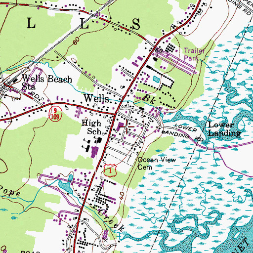 Topographic Map of Wells Corner Shopping Center, ME