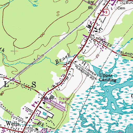 Topographic Map of Wells Post Office, ME