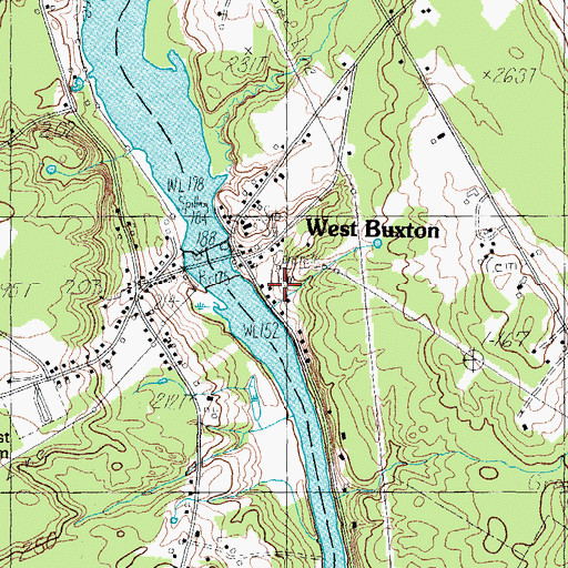 Topographic Map of West Buxton Public Library, ME