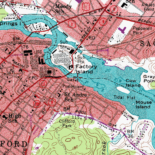 Topographic Map of Whites Wharf, ME