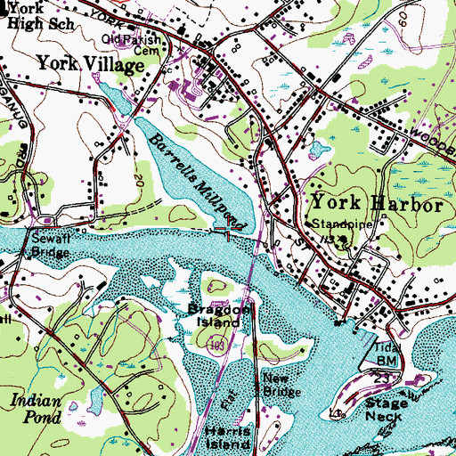 Topographic Map of Wiggley Bridge, ME