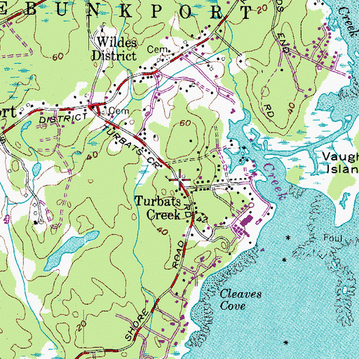 Topographic Map of Wildwood Baptist Chapel, ME