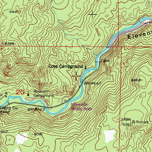 Topographic Map of Cove Campground, CO