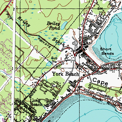 Topographic Map of York Beach Post Office, ME