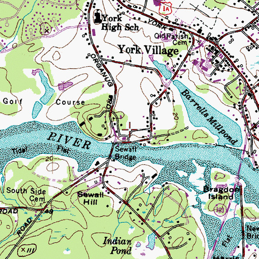 Topographic Map of York Country Club, ME