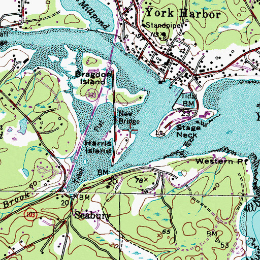 Topographic Map of York Harbor Marine, ME