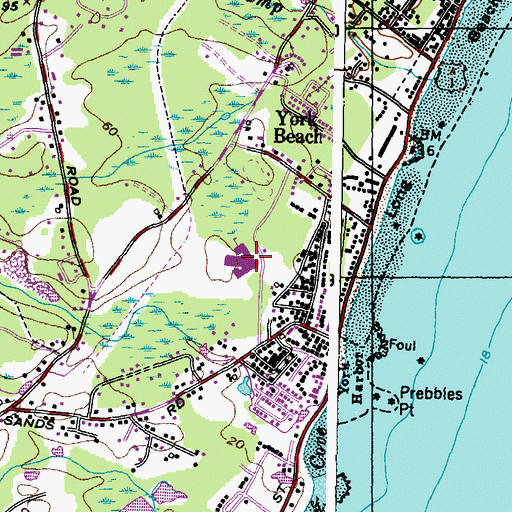 Topographic Map of York High School, ME