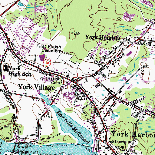 Topographic Map of York Town Hall, ME