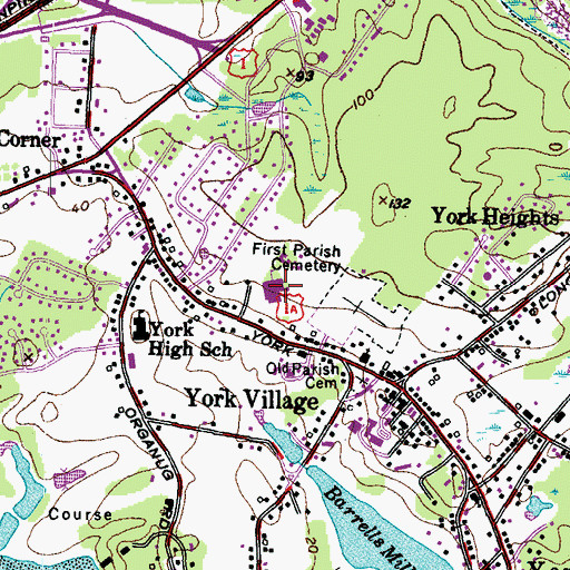 Topographic Map of York Village Elementary School, ME