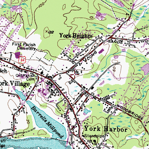 Topographic Map of York Post Office, ME