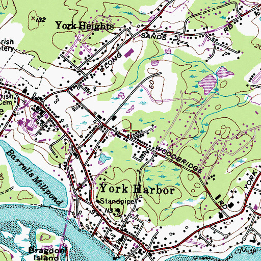 Topographic Map of York Water District Office, ME