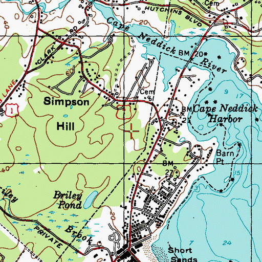 Topographic Map of Yorks Wild Kingdom, ME