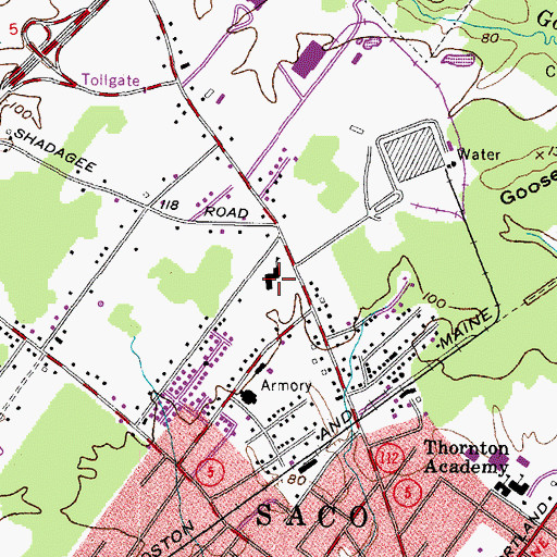 Topographic Map of Young School, ME