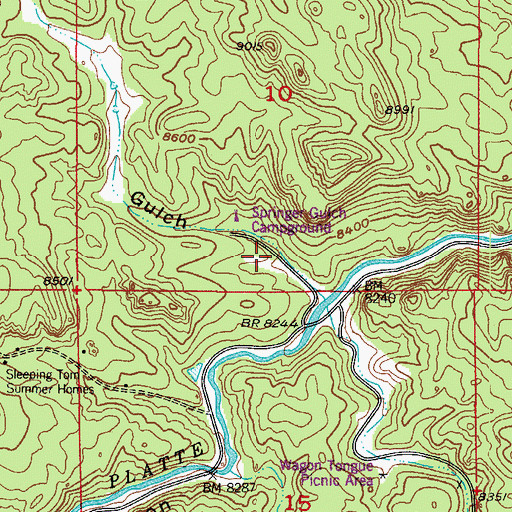 Topographic Map of Wagon Tongue Campground, CO