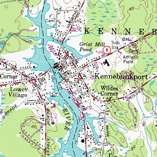 Topographic Map of Kennebunkport Historic District, ME