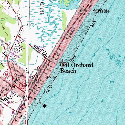 Topographic Map of Old Orchard Beach, ME