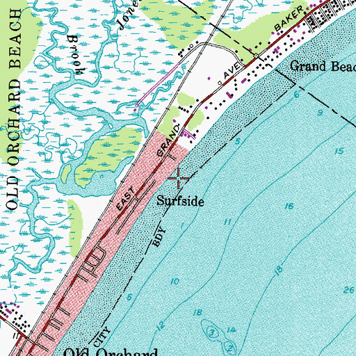 Topographic Map of Surfside Beach, ME