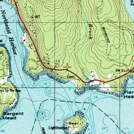 Topographic Map of Acadia Friends Meeting House, ME