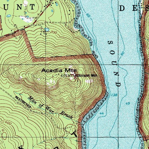 Topographic Map of Acadia Mountain Trail, ME