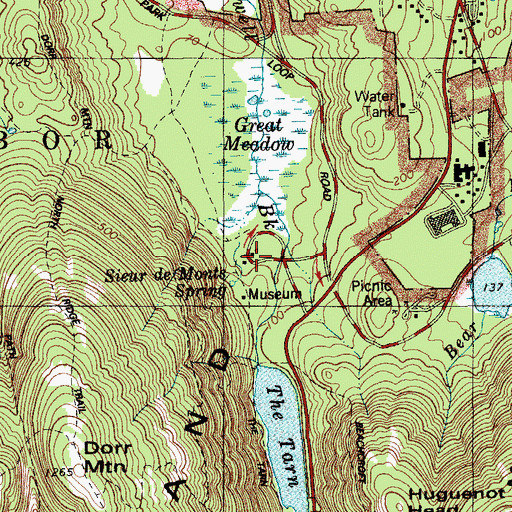 Topographic Map of Acadia National Park Nature Center, ME