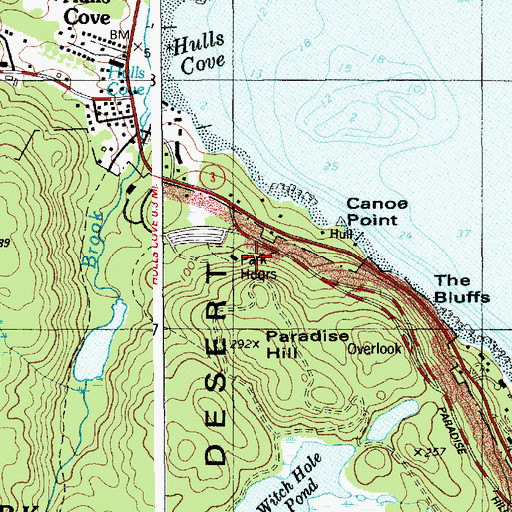 Topographic Map of Acadia National Park Visitors Center, ME