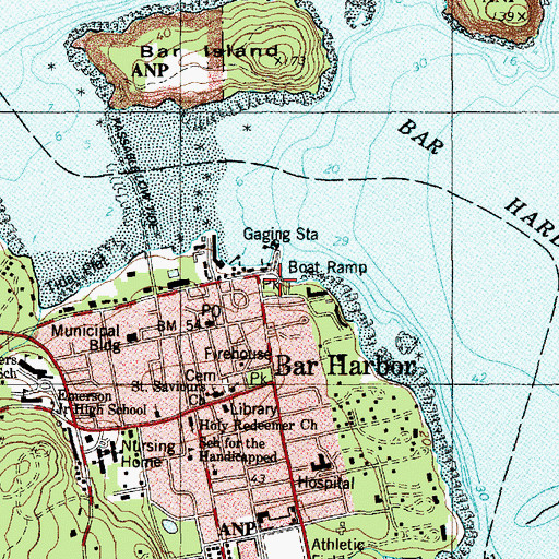 Topographic Map of Agamont Park, ME