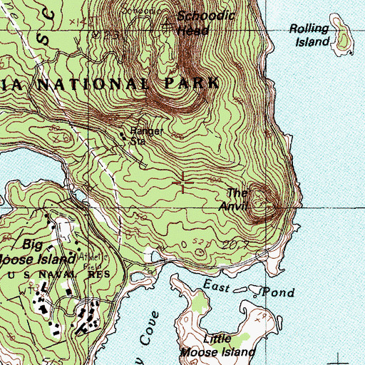 Topographic Map of Alder Path Trail, ME