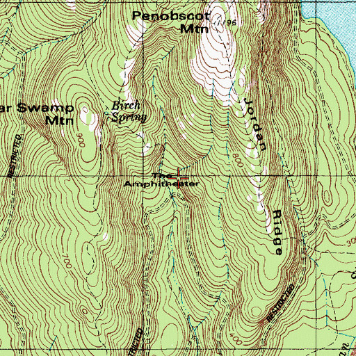Topographic Map of Amphitheater Trail, ME