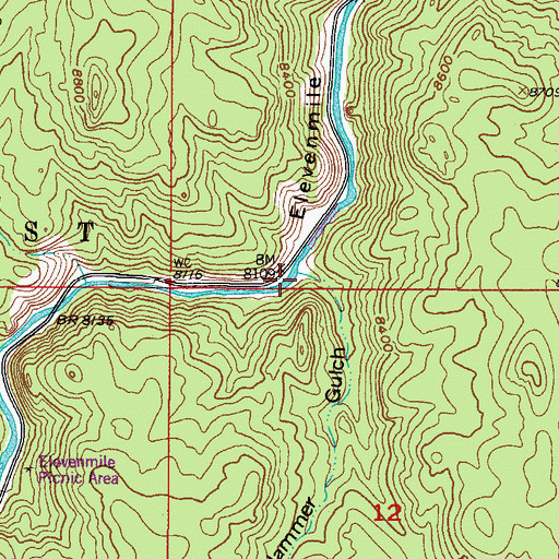 Topographic Map of Sledge Hammer Gulch, CO