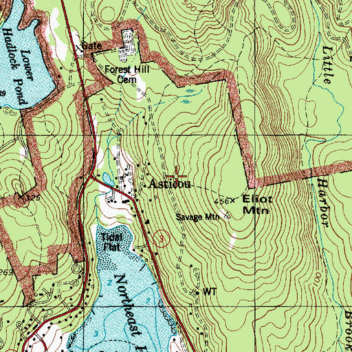 Topographic Map of Asticou Map House, ME