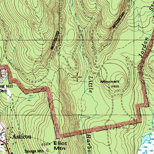 Topographic Map of Asticou Trail, ME