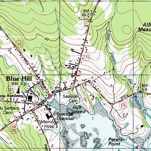 Topographic Map of Bagaduce Music Lending Library, ME