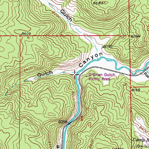 Topographic Map of O'Brien Gulch, CO