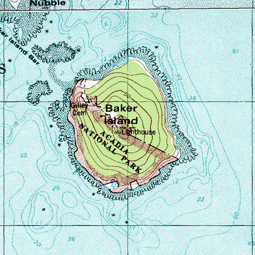 Topographic Map of Baker Island Light Station (historical), ME