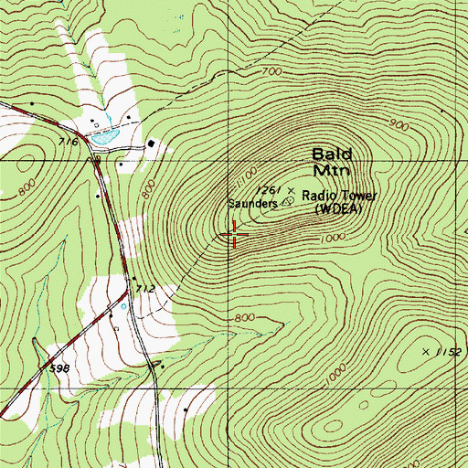 Topographic Map of Bald Mountain Trail, ME