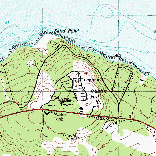 Topographic Map of Bar Harbor Campground, ME