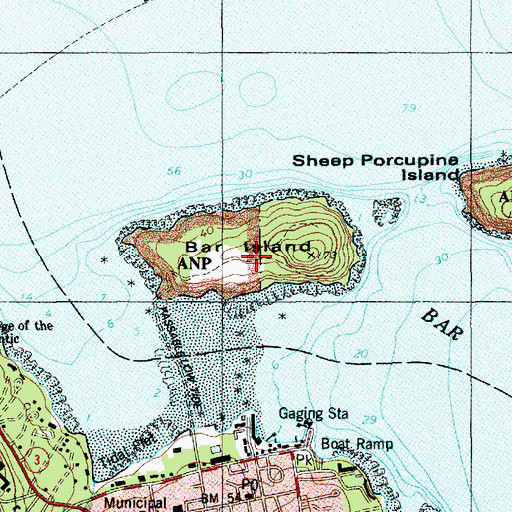 Topographic Map of Bar Island Trail, ME