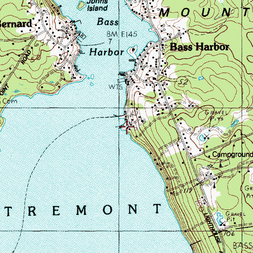 Topographic Map of Bass Harbor Marine, ME