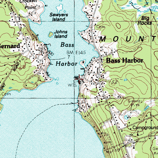 Topographic Map of Bass Harbor Public Landing, ME