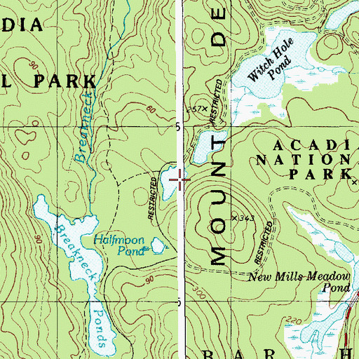 Topographic Map of Beaver Ponds, ME