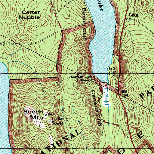 Topographic Map of Beech Cliff Loop, ME