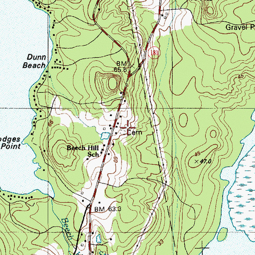 Topographic Map of Beech Hill Cemetery, ME