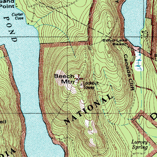 Topographic Map of Beech Mountain Trail, ME