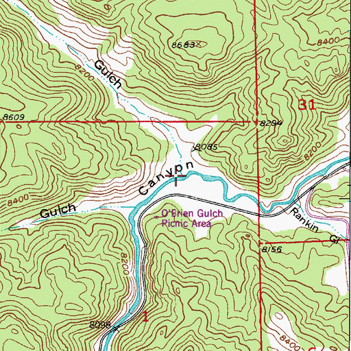 Topographic Map of Rocky Gulch, CO