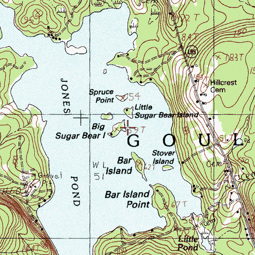 Topographic Map of Big Sugar Bear Island, ME