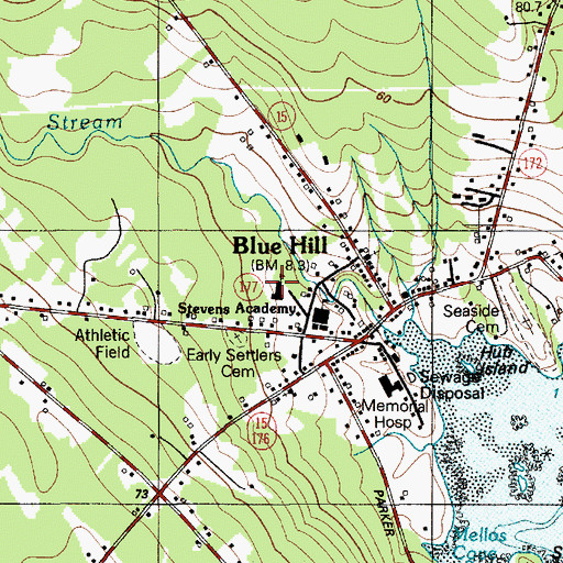 Topographic Map of Blue Hill Consolidated School, ME