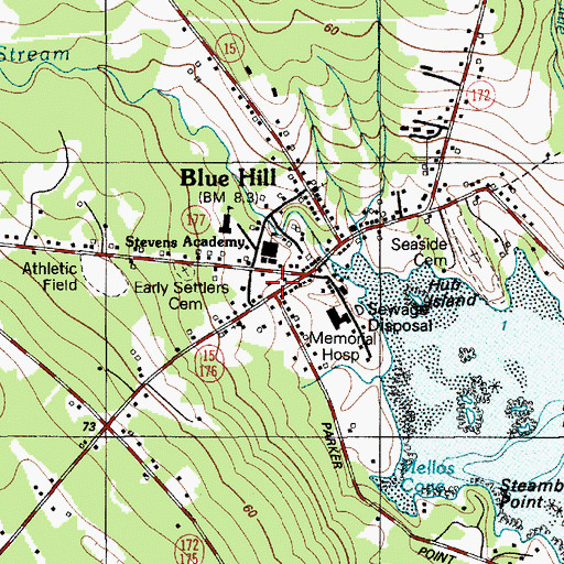 Topographic Map of Blue Hill Historic District, ME