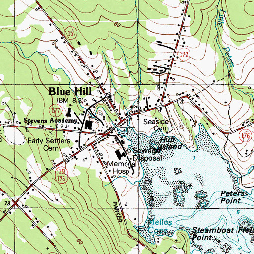 Topographic Map of Blue Hill Town Wharf, ME