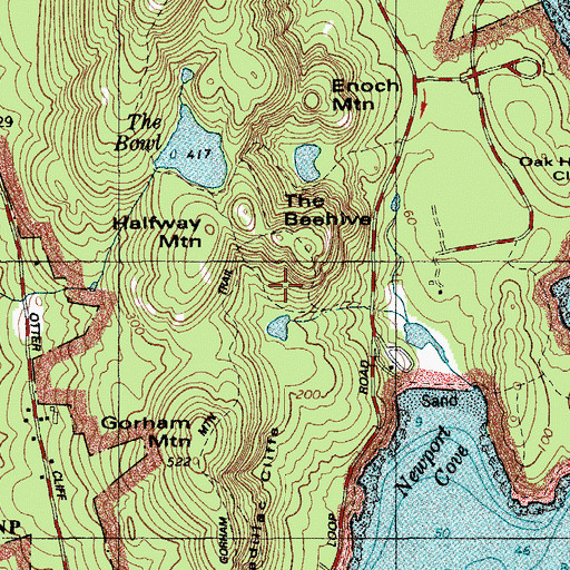Topographic Map of Bowl Trail, ME