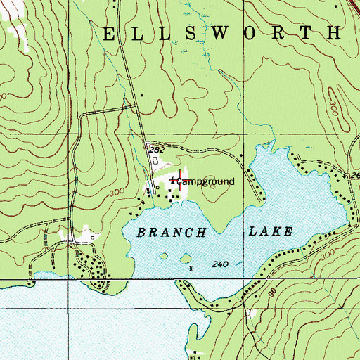 Topographic Map of Branch Lake Camping Area, ME